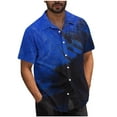 thumbnail image 2 of Styesk T-Shirts pour Homme Hommes Décontracté Mode Col Rabattu Imprimé Manches Courtes Chemise à Boutons Blouse, 2 of 6