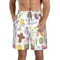 thumbnail image 2 of Uemuo Happy Easter1 Pattern Men's Swim Trunks Hawaiian Beach Bathing Suit Swimsuits Beach Quick-Dry Shorts with Pockets-Small, 2 of 9