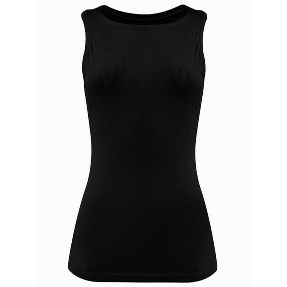 Womens Sleeveless Crew Neck Tank Tops Fashion Summer Casual Basic Slim Fit Racerback Top Shirt Blouses