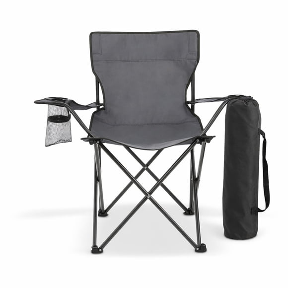 Silla Plegable para Camping Pesca Playa y Exteriores de Lona Impermebale con Porta Vaso Ligera Silla para Exterior Ergonomica con Estructura de Acero y Funda Transportadora (Gris) Gaon