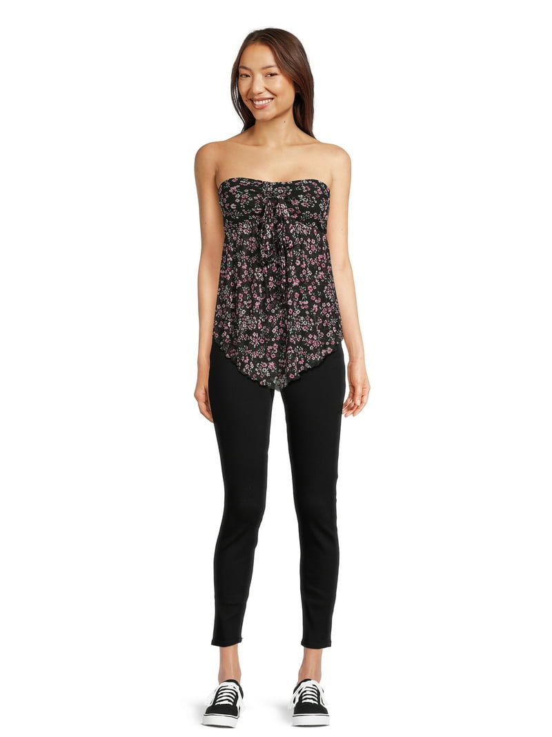 No Boundaries Mesh Tube Top Trendy Floral Print