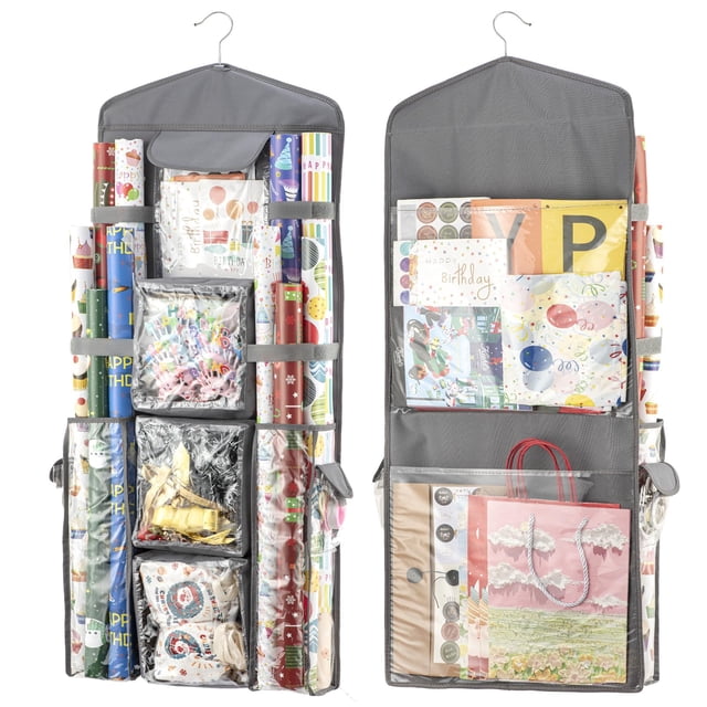 Organizador de Papel de Regalo EOLIMEX de Doble Cara en Tela Oxford Gris
