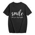 thumbnail image 5 of DHFJKG Womens Summer Top Casual Short Sleeve T Shirt Loose Fit Round Neck Letter Printed Graphic Tee For Daily Wear Cozy Tops, 5 of 5