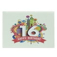 thumbnail image 1 of 16th Birthday Cutting Board, Geometrical and Urban Style Effects Celebration Funky Modern Design, Decorative Tempered Glass Cutting and Serving Board, Large Size, Multicolor, by Ambesonne, 1 of 1