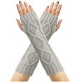 thumbnail image 1 of Guantes de lana de punto con rombos para mujer, cálidos y versátiles, con mangas de medio dedo y mangas extendidas sin dedos para invierno., 1 of 8