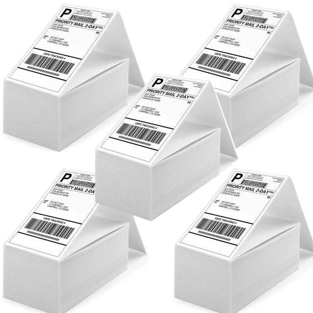axGear 5000 x Direct Thermal Shipping Label 5 x Stacks 1000 Labels / Stack Fanfold 4 x 6 Inch Fan Fold