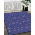 thumbnail image 3 of Ahgly Company Machine Washable Indoor Round Transitional Denim Dark Blue Area Rugs, 4' Round, 3 of 7