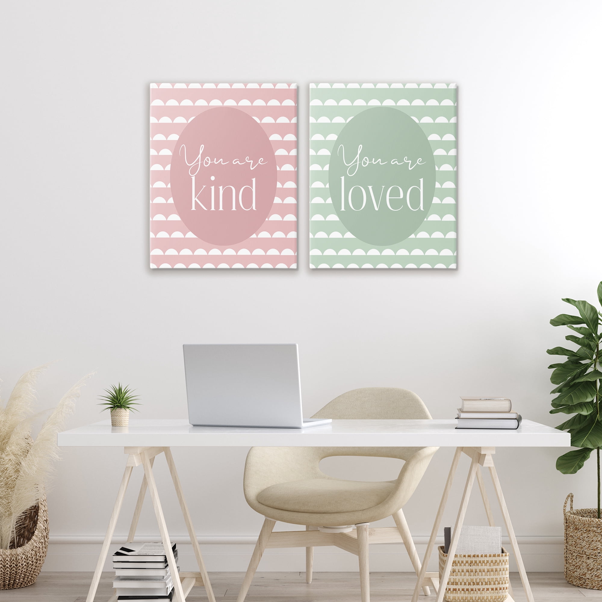 Stupell Industries Pastel Kind & Loved 2 Piece Canvas Wall Art Set, design by Christine Simpson Art