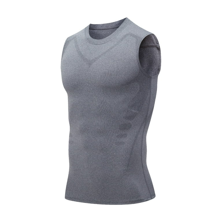 Compression Shirts for Men, Men Slimming Body Shaper Ionic Vest, Guys Men  Chest Gynecomastia Compression Top for Men, Sports Fitness Shaping Tank Top,  Show Perfect Figure 
