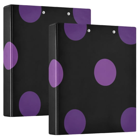 Purple Polka Dot 3 Ring Binders 1.5 inch Hardcover File Folders with Interior Pockets A4 Size Organizer for School Office Hospital
