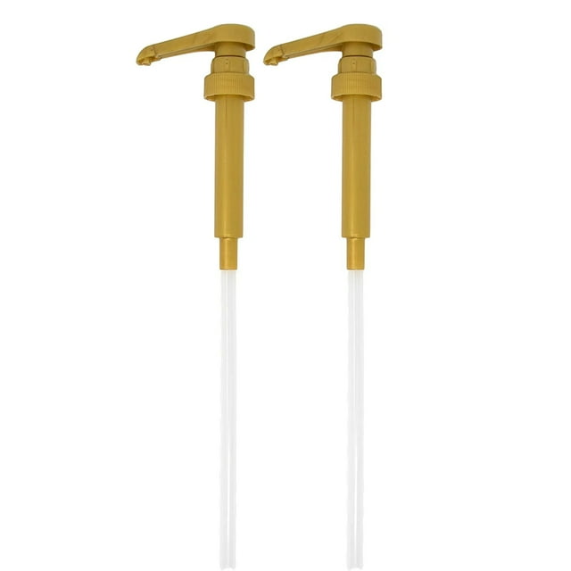 Bomba dosificadora de jarabe de café Gold - Bomba dosificadora de jarabe con sabor a café para botellas de jarabe. Se adapta a botellas de 750 ml (25.4 oz). Paquete de 2 unidades.