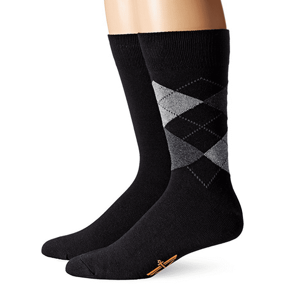Dockers Men's Argyle Crew Socks, Charcoal, 2 Pair