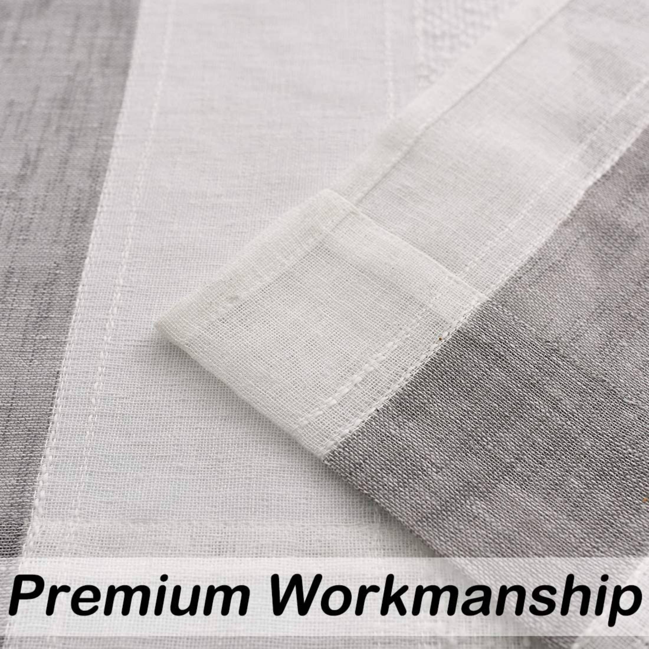 Uptown Home Semi Sheer Stripe Rustic Window Curtain Panels Provide Privacy for Bedroom Living Room Linen Rod Pocket Drapes, 50"x 95"x2, Gray and White