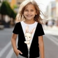 thumbnail image 2 of Toddler Girls Short Sleeve Shirts Bunny Graphic Casual Top Cute Print Tee Shirt Size 3-4T , Black, 2 of 4