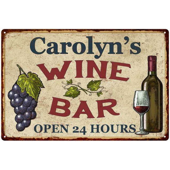 Carolyn's Rustic Wine Bar Sign Wall Decor Kitchen Gift 16 x 24 Matte Finish Metal 116240056729