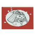 thumbnail image 1 of Kabuki Cutting Board, Design with Grunge Stained Look Ronin Fighter Face, Decorative Tempered Glass Cutting and Serving Board, Large Size, Red White and Black, by Ambesonne, 1 of 1