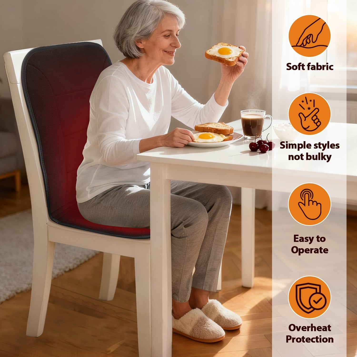 Heated Seat Cushion for Office Chair - Heating Pad for Back, Lumbar, Hip, Thigh with 7 Temperatures Levels - Warm Gift for Winter