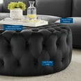 thumbnail image 6 of Round Ottoman Accent Tufted Chair , Black, Velvet, Modern Contemporary, Living Lounge Cafe Room Hotel Lobby Hospitality, 6 of 6