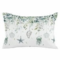 thumbnail image 2 of Green Coastal Throw Pillow Covers, Summer Eucalyptus Leaves Beach Ocean Starfish Conch Soft Breathable Pillow Cases with Zipper, King Size Pillowcases for Couch Bed Sofa Chair 20x36 Inches, 2 of 6