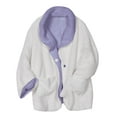 thumbnail image 3 of Catalog Classics Womens Bed Jacket with Pockets, Fleece Bed Jackets - Purple, 1X, 3 of 7