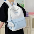 thumbnail image 6 of Bow Embroidery School Backpack, Star Print Backpack with Mini Pendant Bag, Lightweight Loptop Backpack for Travel Shopping (Blue), 6 of 7