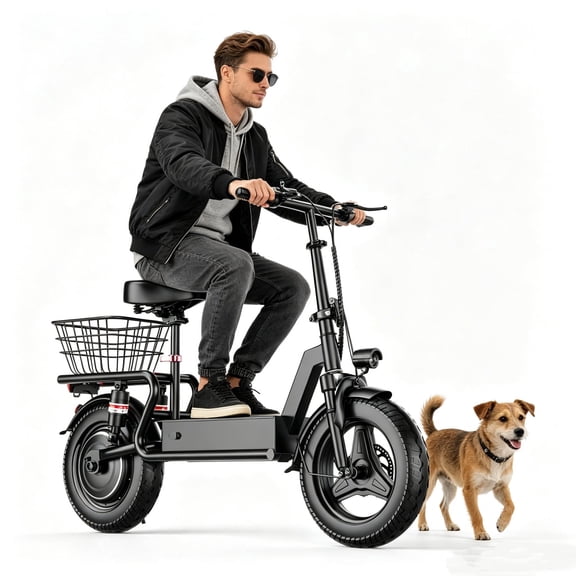 ASKGO 1200W Electric Scooter with Seat, 48V 15Ah, 25mph&35Mile,Commuter Electric Scooter for Adult with Basket (Removable), Wide Pedal Escooter,365LBS,UL2272