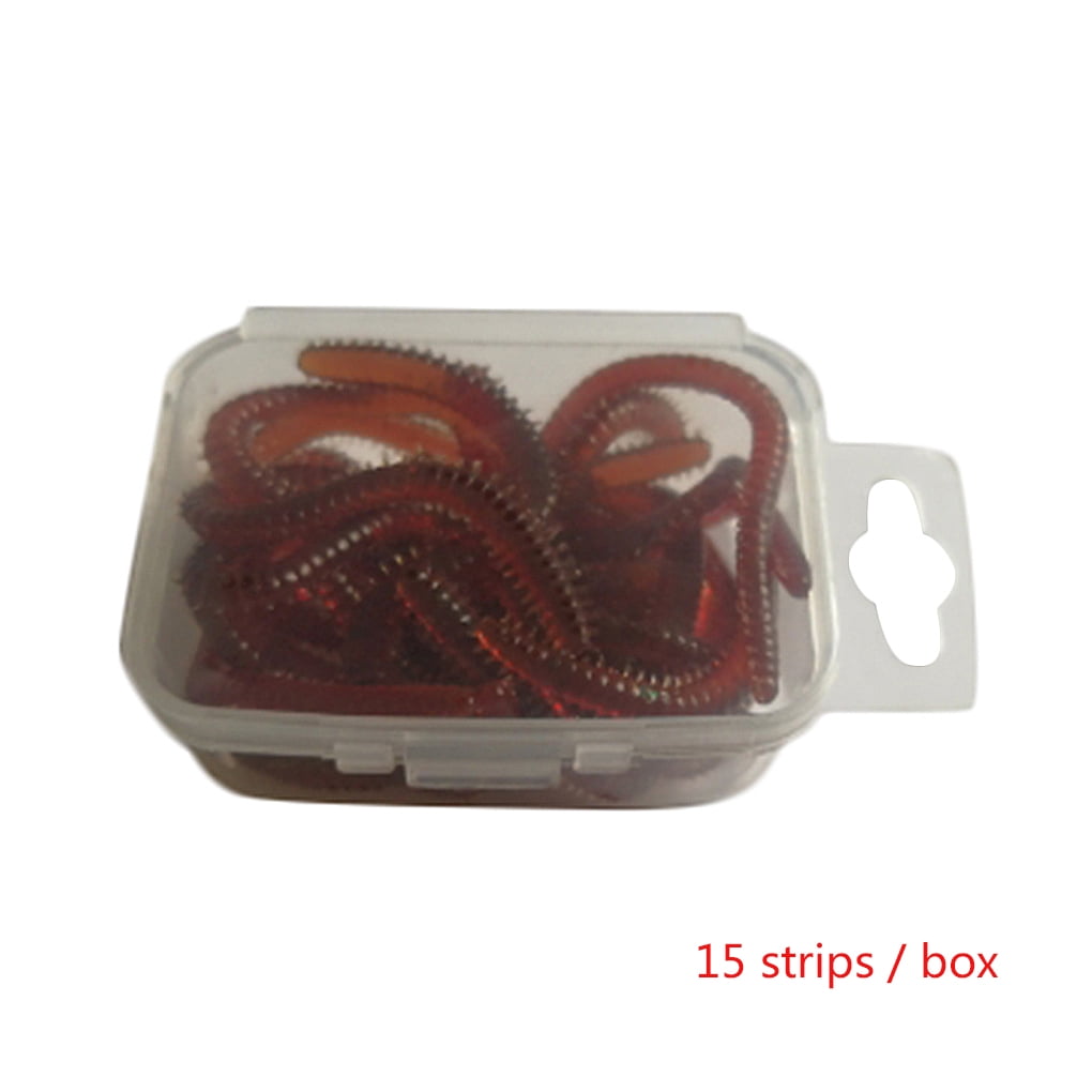 Electronicheart 15Pcs Red Fishing Worms Artificial Fishing Worms Fishy
