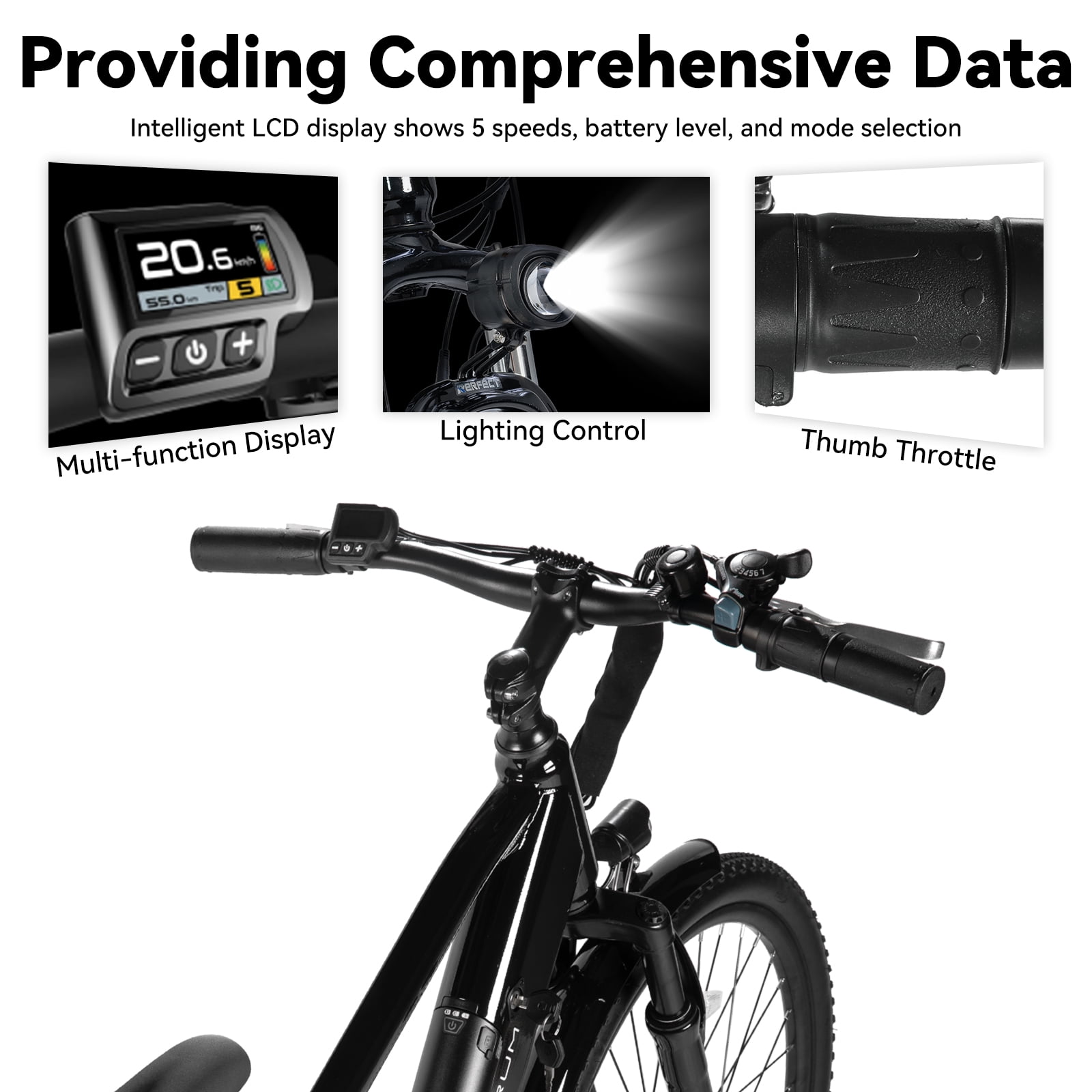 HILAND 26" Electric Bike for Adults, 500W Brushless Motor, 40Miles 20MPH Electric Mountain Bike with 36V 10.4AH Removable Battery UL2849, Black