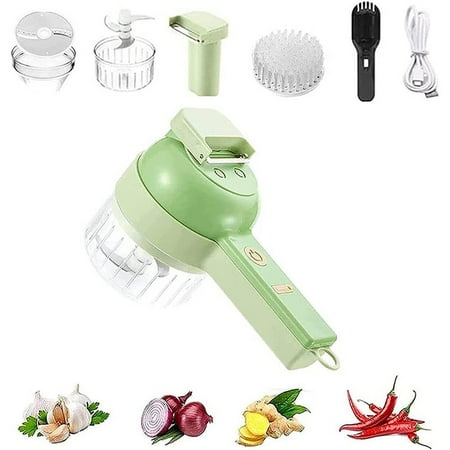 

4 in 1 Handheld Electric Vegetable Cutter Set Vegetable Cutter Mini Wireless Electric Garlic Mud Masher Vegetable Slicer and Dicer