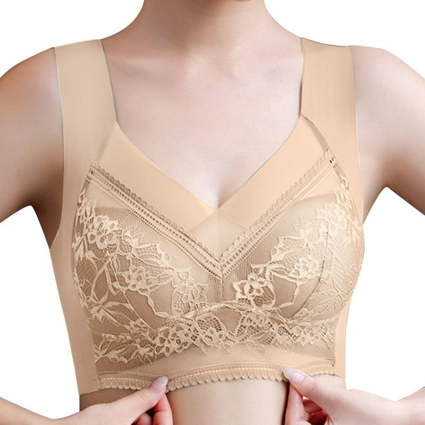 Gibobby Sujetador deportivo sin aros de talla grande para mujer Brasier sin varillas para mujer(Beige,G)