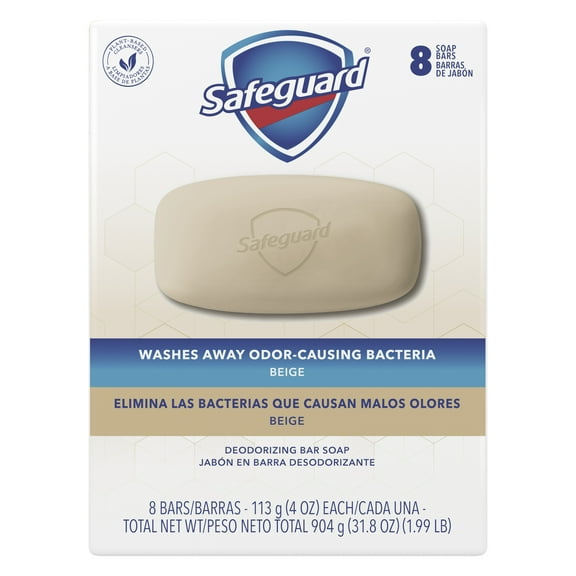 Safeguard Deodorant Bar Soap, Beige 4 oz, 8 Count