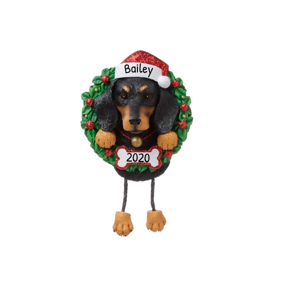 Personalized Dog Christmas Ornaments 2024 - Dachshund Wreath Christmas Ornament Gifts for Dog Lovers
