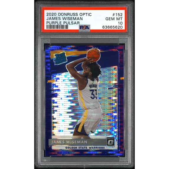 James Wiseman 2020 Donruss Optic Purple Pulsar Prizm Rookie Card #152 PSA 10 Gem
