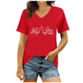 thumbnail image 1 of iTNHFP Hauts pour Femmes Mode Décontractée Imprimé de Noël Col en V Manches Courtes T-Shirt Haut 4, 1 of 4