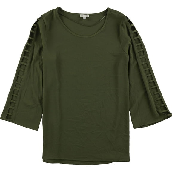Spense Womens Laced Sleeve Pullover Blouse, Green, Medium
