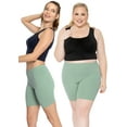 thumbnail image 2 of Stretch Is Comfort Women's Cotton Biker Shorts Sage Green Medium, 2 of 6