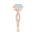 thumbnail image 3 of ANGARA Natural Oval 1 ct Aquamarine Twisted Vine Ring with Diamond Halo in 14K Rose Gold for Women (Size-8x6mm) | March Birthstone, Anniversary, Jewelry Gift for Women | Natural Aquamarine Ring, 3 of 10
