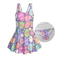 thumbnail image 6 of COEQINE Girls Tank One Piece Swimsuit with Flowy Skirt & Built-In Brief, U-Neck & V-Shaped Back Bathing Suit, Playful Swim Dress for Girls 6-7 Years, Easter Egg Hippie Flower, 6 of 8