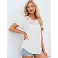 thumbnail image 5 of Fancyglim Women Long Shirt Short Sleeve Casual Plus Size Tops Loose Blouse, White 2XL, 5 of 5