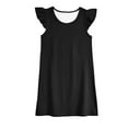 thumbnail image 2 of Baby Summer Girl's Cute Solid Round Neck Flying Sleeve Dress Girls For Dresses Mini Dress, 2 of 3
