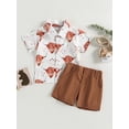 thumbnail image 2 of Coduop Toddler Boys Shorts,Short Sleeve Bull Head Print Shirt with Shorts Summer Outfit Set, 2 of 9