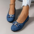 thumbnail image 6 of Blue Women'S Shallow Mouth Bow Flats Round Toe Closed Toe Slip-On Breathable Low Heel Comfortable Casual Wear Plush Upper, 6 of 6