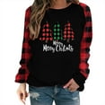 thumbnail image 2 of Womens Tops Christmas Print Plaid Long Sleeves Round Neck Winter Printed Loose Casual Sweatshirts,Tops for Women Red S, 2 of 6