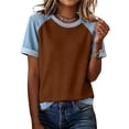 thumbnail image 4 of YVNAURA Womens Summer Crewneck T Shirts Casual Vacation Outfits Short Sleeve Loose Fit Tees Going Out Tops Breathable Lightweight Everyday Basic Summer Tops for Women 2026, Brown,XXXXL, 4 of 6