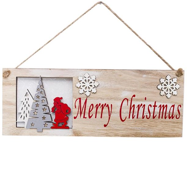 Indoor/Outdoor Hanging Merry Christmas Wooden Sign to Celebrate the