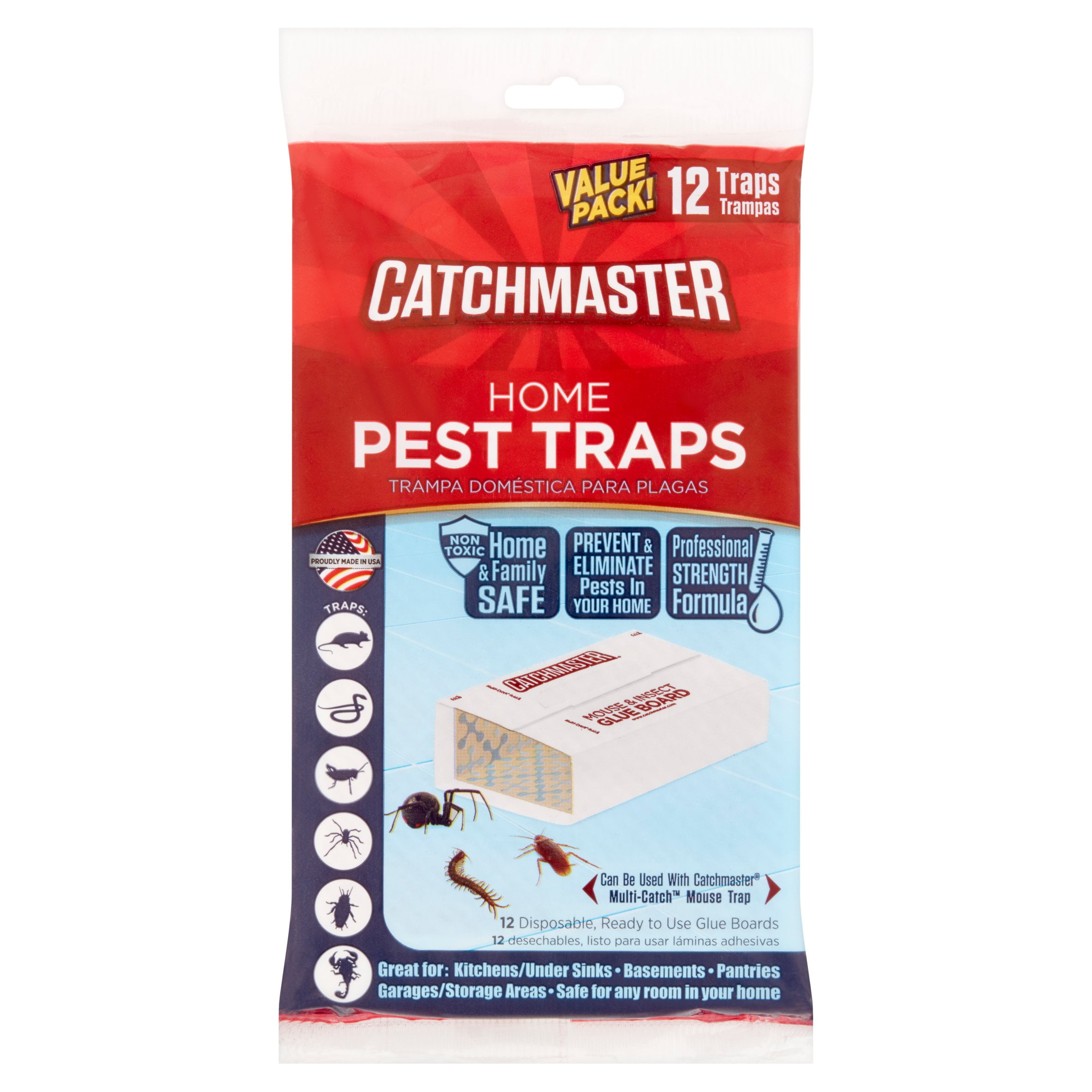 Catchmaster Value Pack Home Pest Traps 12 Count - Scented to attract pests - Economical & Easy to Use