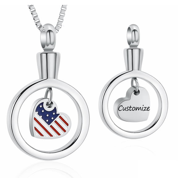 American Flag Cremation Jewelry for Ashes for Loved Ones Heart Urn Necklace Memorial Keepsake Ashes Holder
