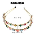 thumbnail image 2 of Unique Bargains Metal Square Colorful Glass Faux Crystal Hairband Rhinestone Faux Pearl Headband Women Hairband, 2 of 6