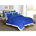 thumbnail image 2 of 5 Piece Pinch Ruffle Duvet Cover Set, Extra Soft, Luxury,100% Egyptian Cotton, Zipper Closure and Quilts Cover Set, Cool and Breatheable Bedding Sets Royal Blue and White Solid,King Size., 2 of 4