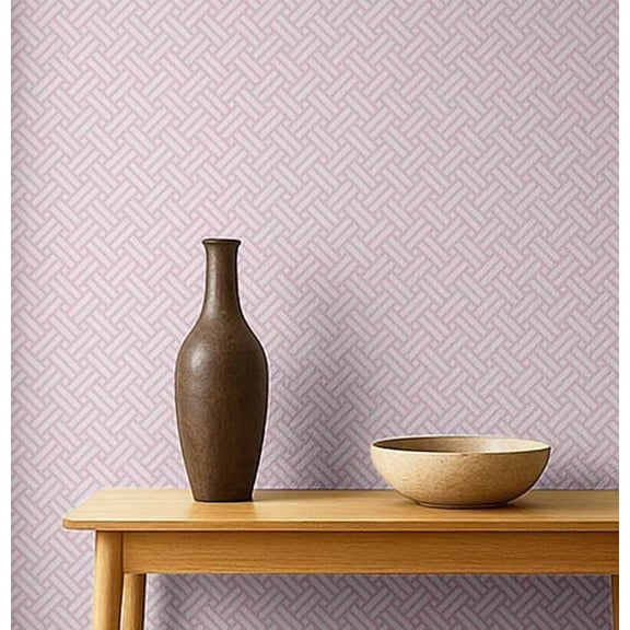 S4sassy Removable Nature-inspired Waterproof Wall Wrap, Finish Wallcover, Basket Weave Print Contact Paper for Walls, Cabinets, Dresser, Self Adhesive Vinyl Wallpaper Roll- Pink (25"x120")